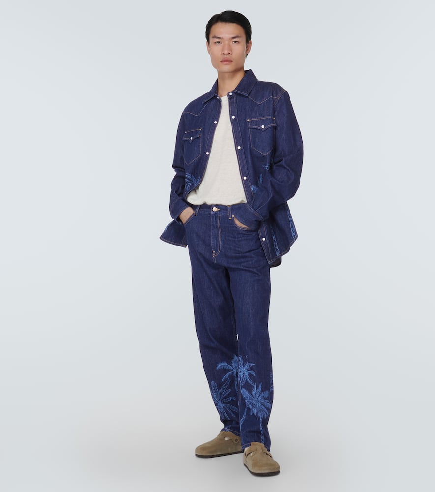 Jungle printed denim pants