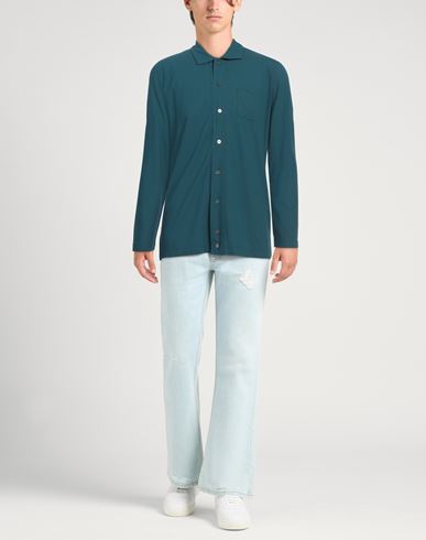 Man Shirt Deep teal Size 42 Cotton