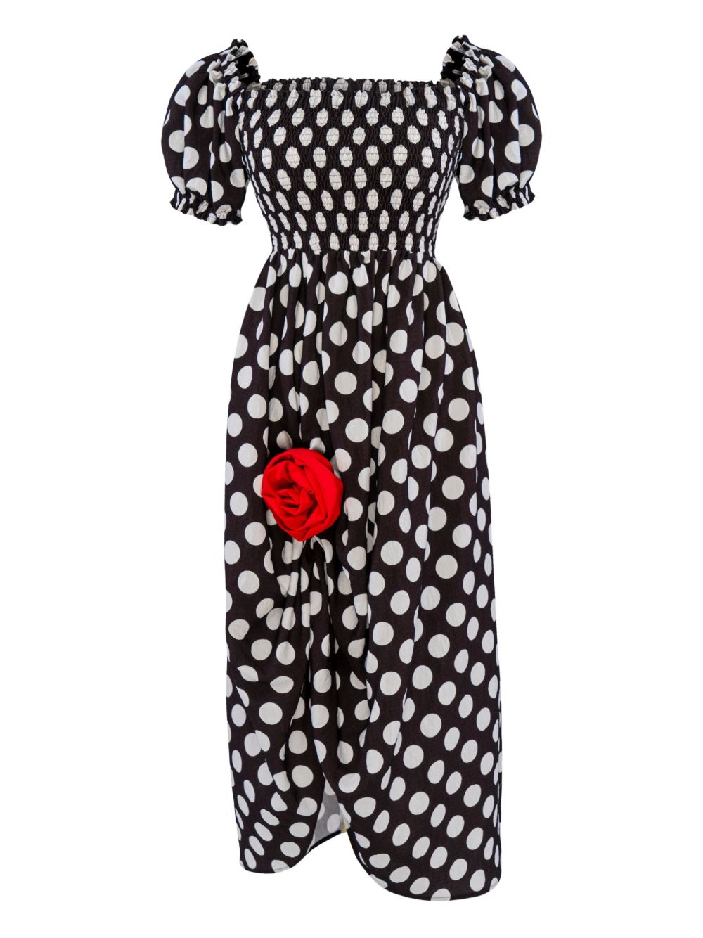 Polka-dot midi dress - Black