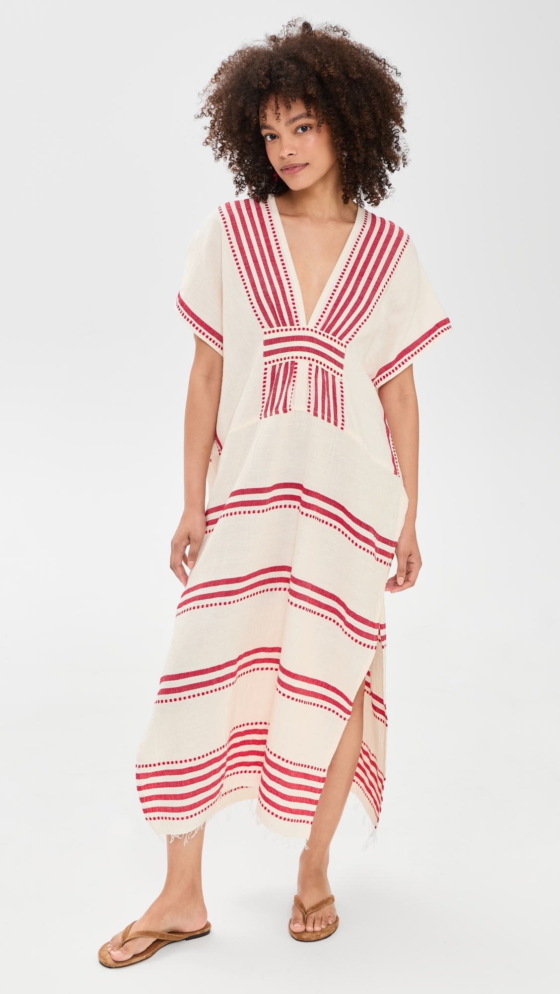 Gasira V Neck Caftan Eshe Red
