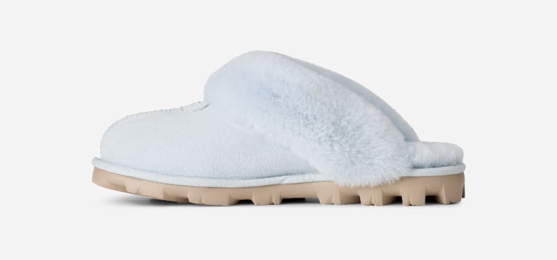 ® Women's Coquette Durable Sheepskin Slipper in Sky Blue