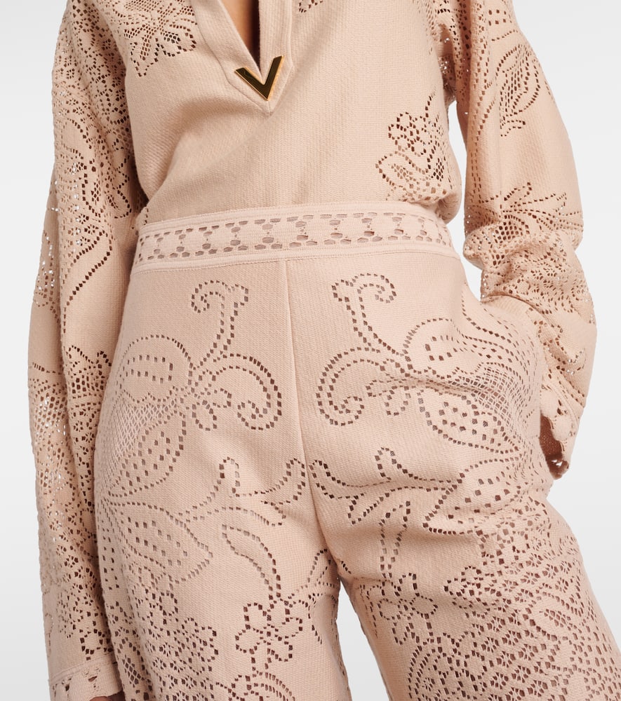 Guipure lace wide-leg pants