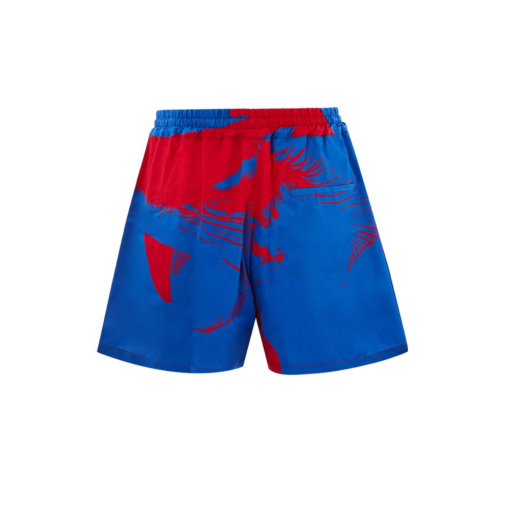 Mixed Silk Print Shorts — Blue