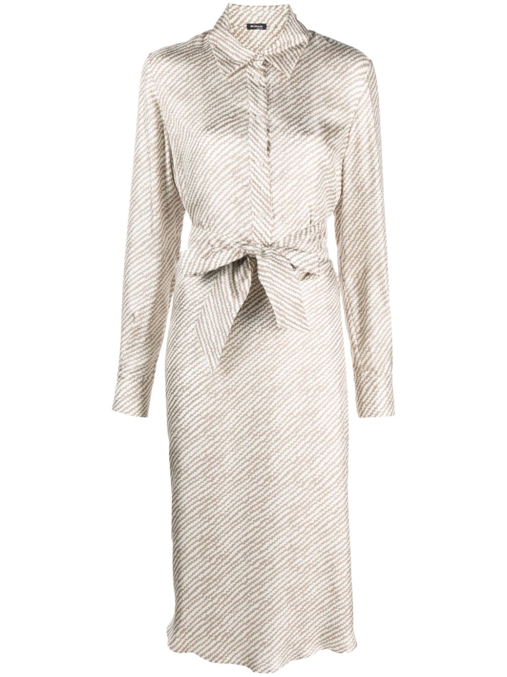 Abstract-print silk shirt dress - Brown