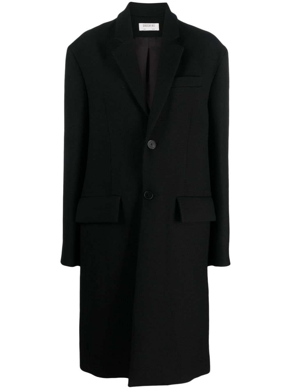 Single-breasted wool-silk blend coat - Black