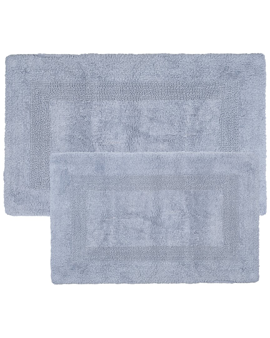 2Pc Cotton Plush Bathroom Mat Rug Set