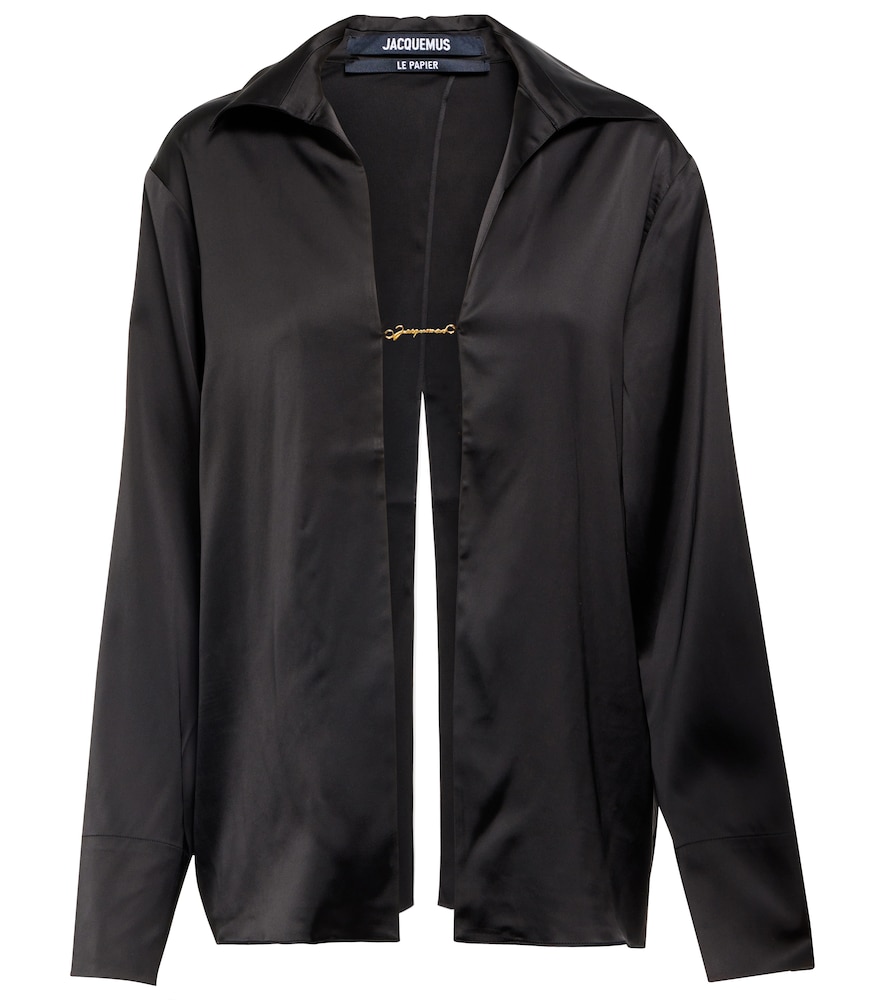 Logo-charm satin shirt