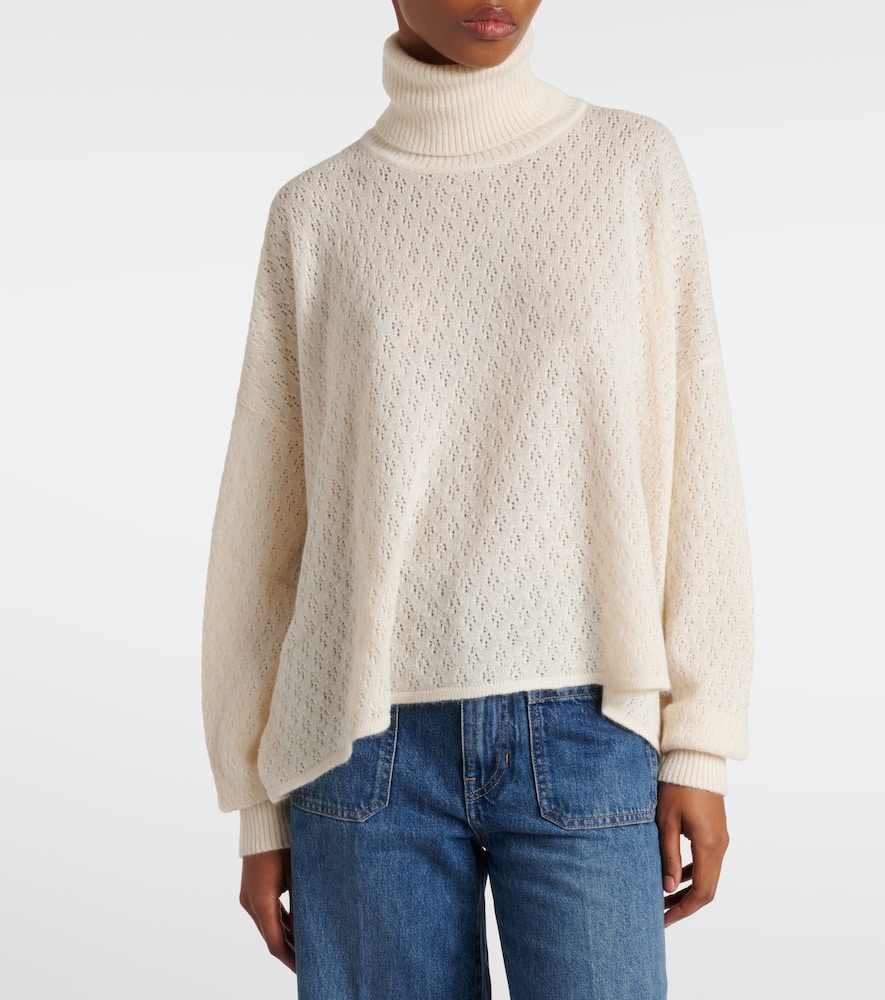 Chloé Pointelle wool-blend and silk turtleneck sweater
