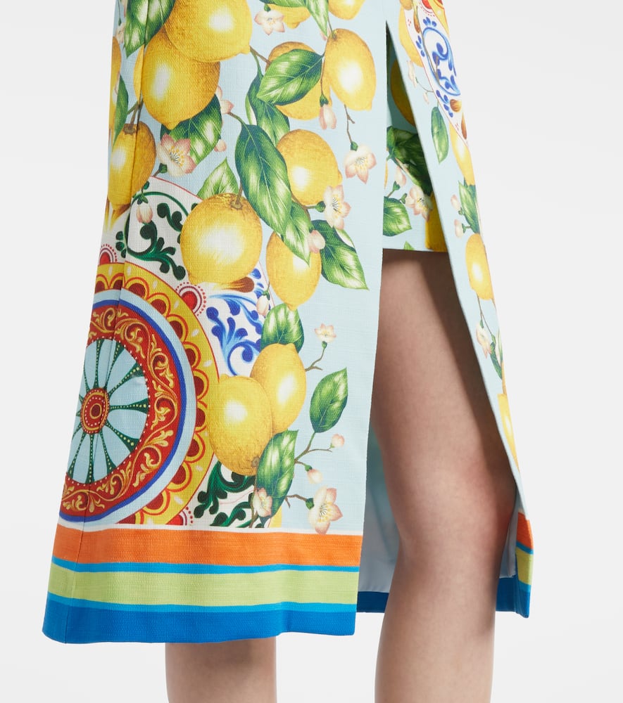 Layered printed cotton-blend midi skirt