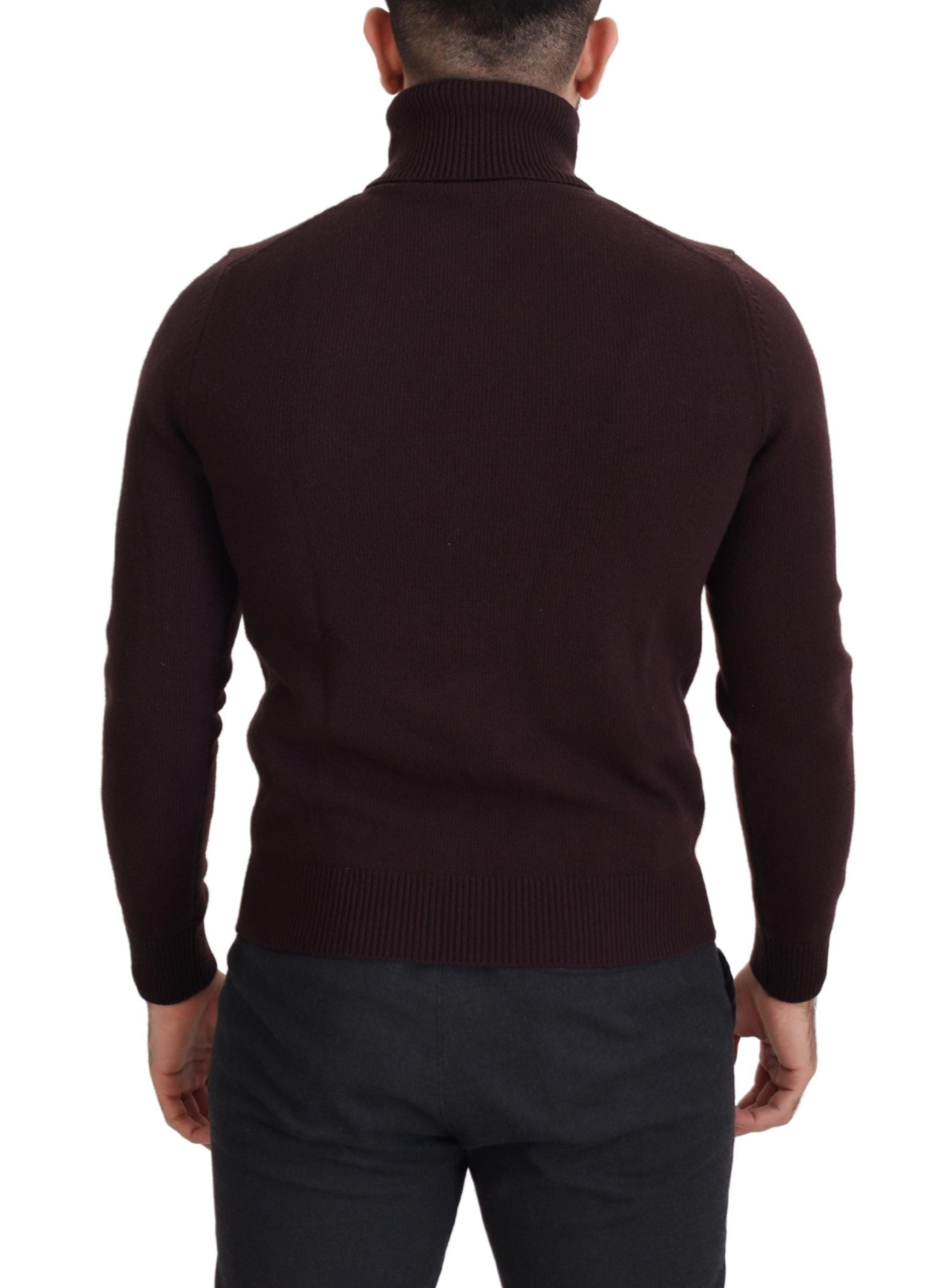 Virgin Wool Turtleneck Sweater — Brown