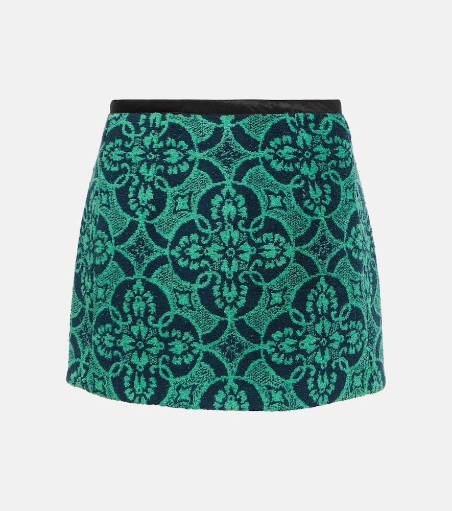 Jacquard high-rise cotton miniskirt