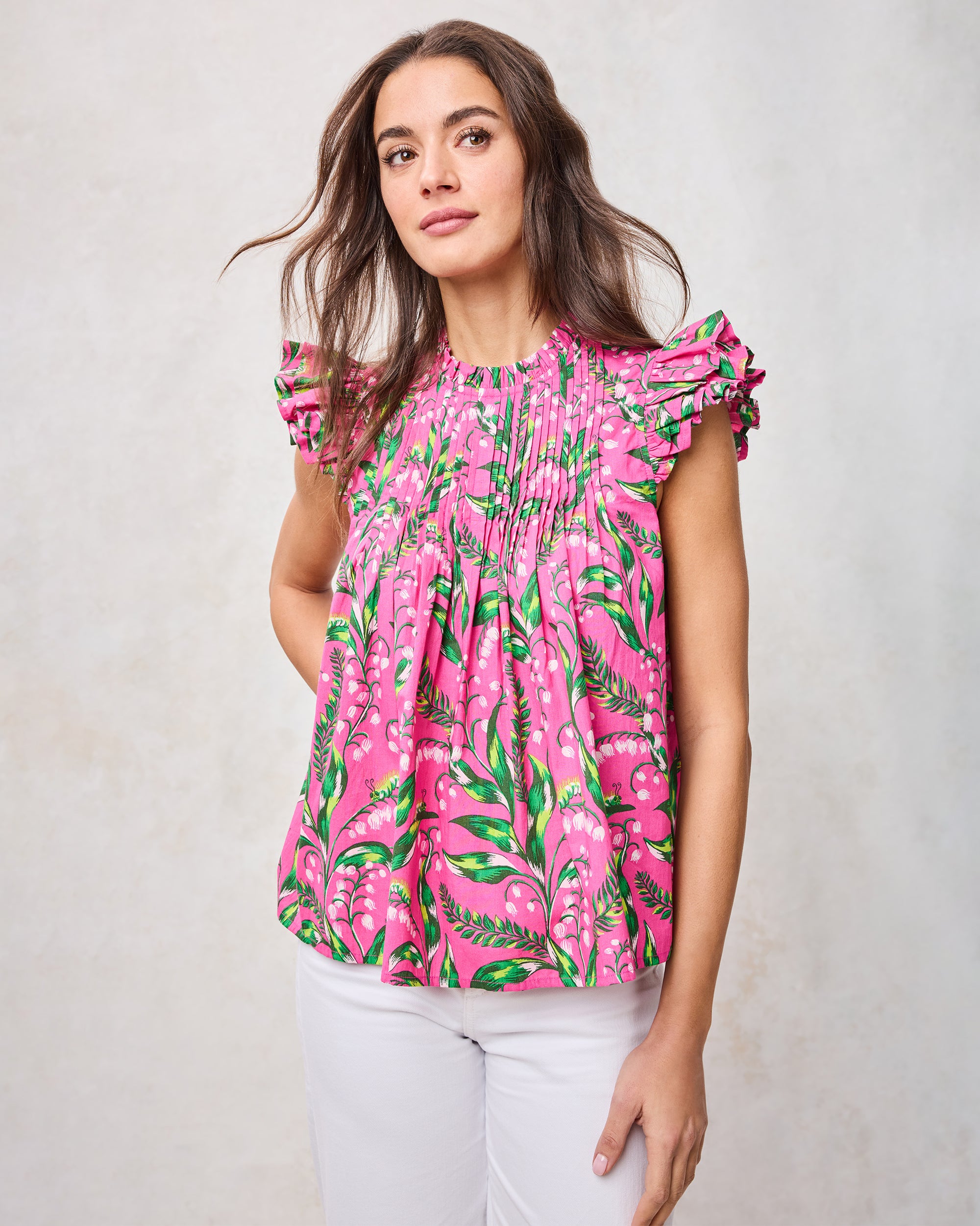 Organic Cotton Sleeveless Blouse in Lily Of the Valley | Women's XXS | Pink