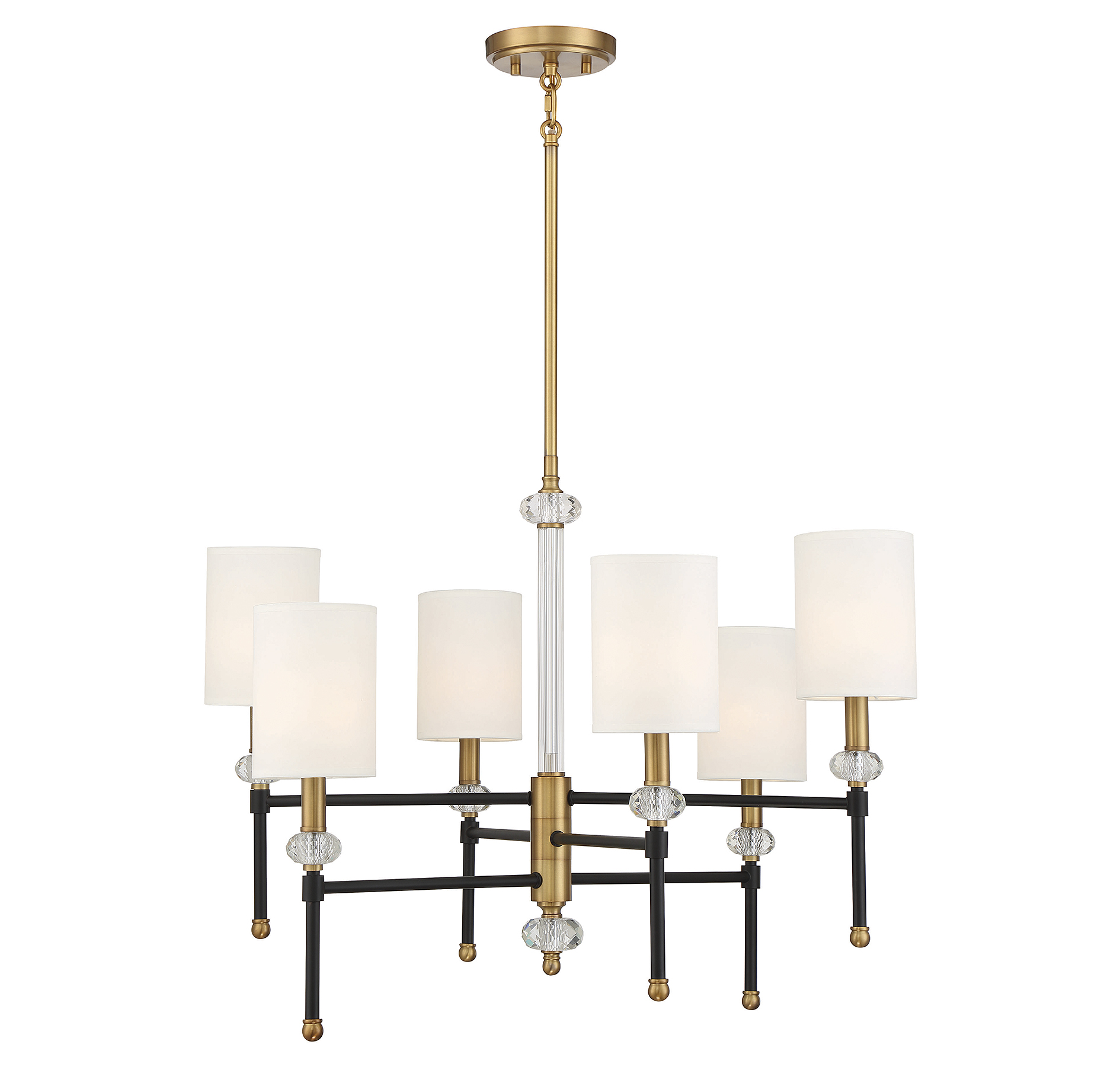 Tivoli 6-Light Chandelier in Matte Black with Warm Brass Accent