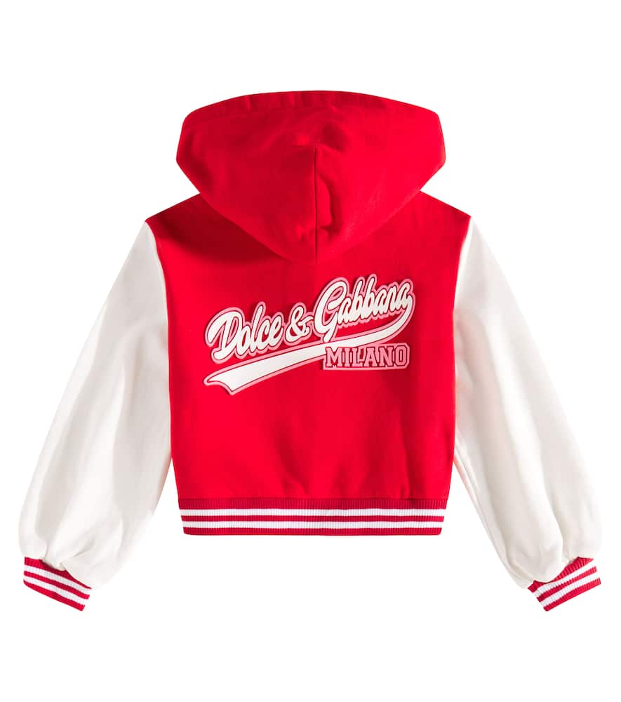 Embroidered cotton jersey hoodie