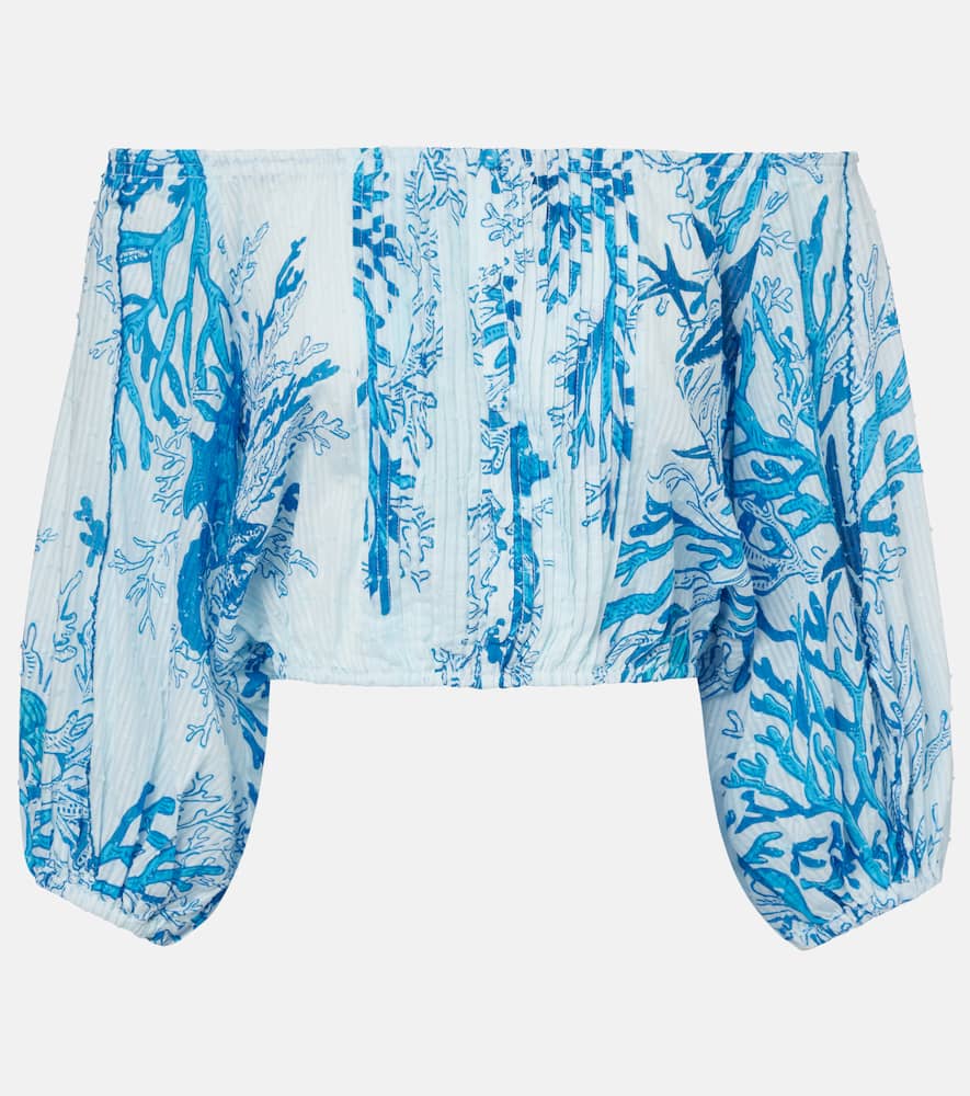 Bova printed off-shoulder cotton top