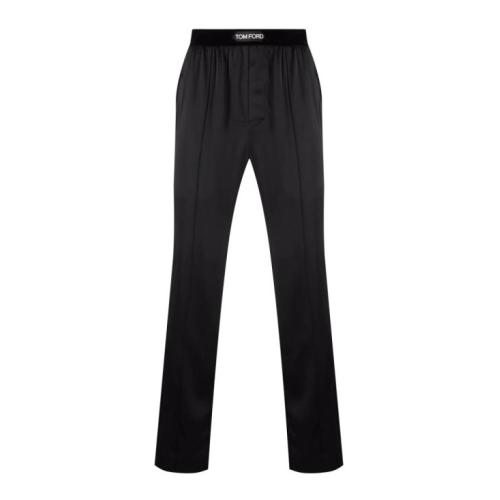 Logo-waistband silk pajama trousers