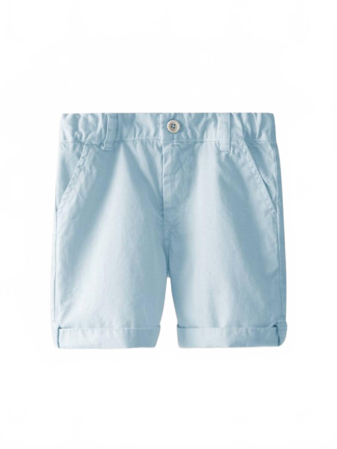 Boy's Plain Twill Shorts In English Blue