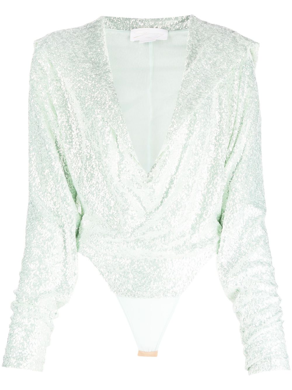 Sequin-embellished long-sleeve bodysuit - Green