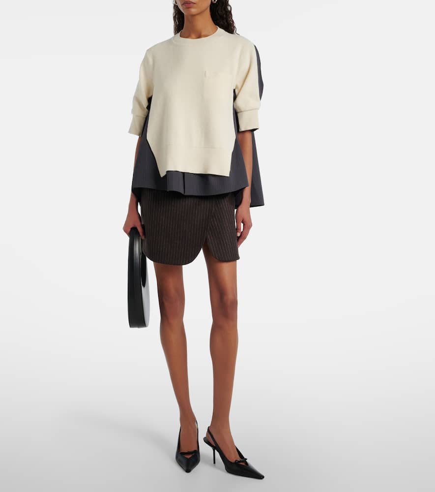 Pinstripe wrap skirt