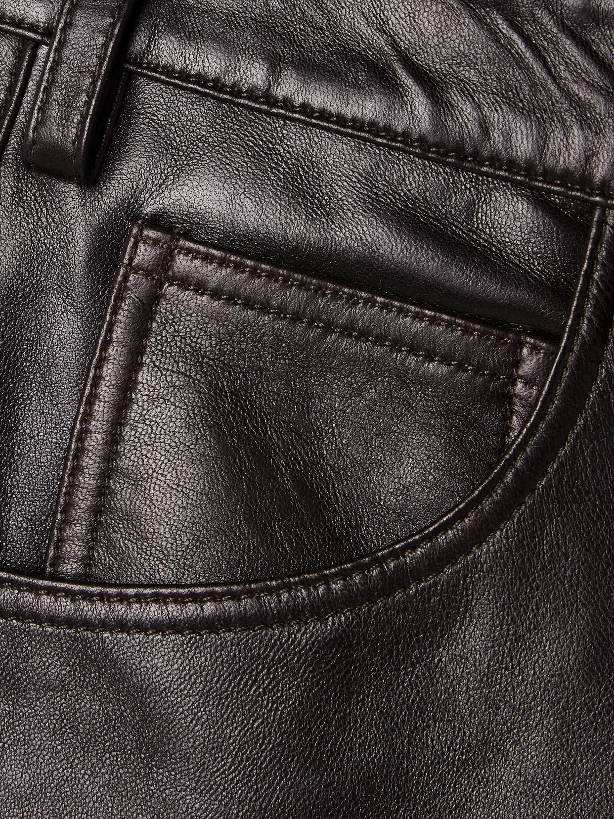Joan Leather Straight-leg Pants - Brown