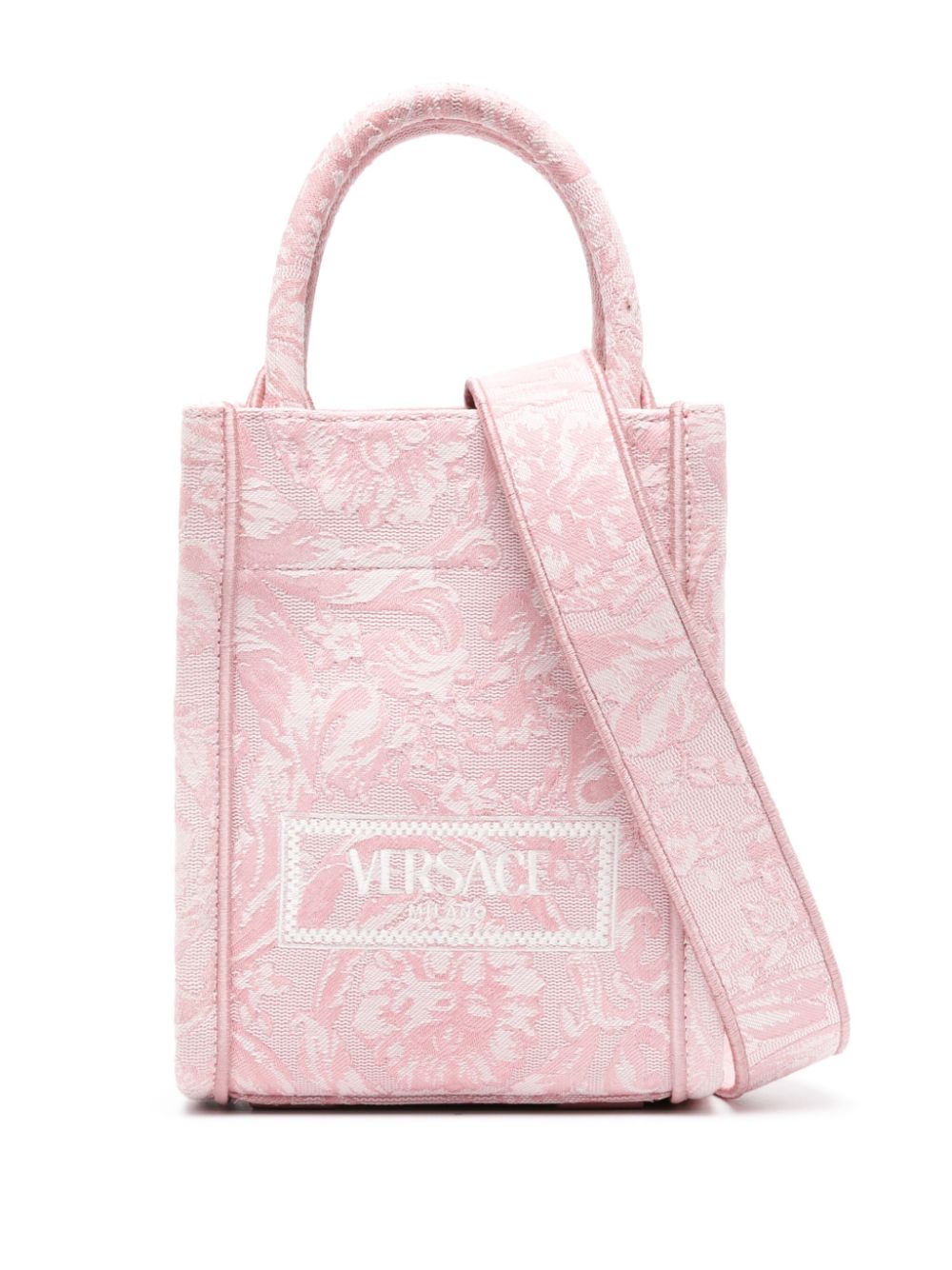 Mini Barocco Athena jacquard tote bag - Pink