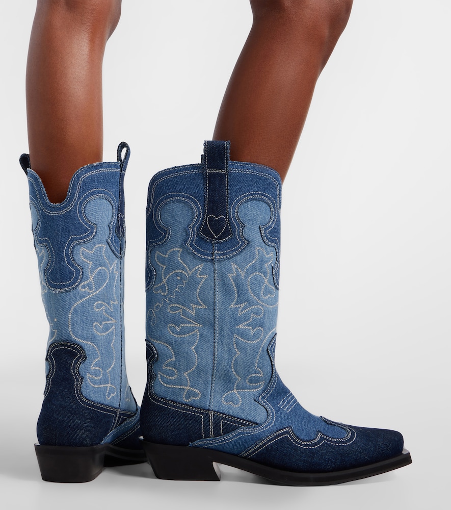 Denim cowboy boots