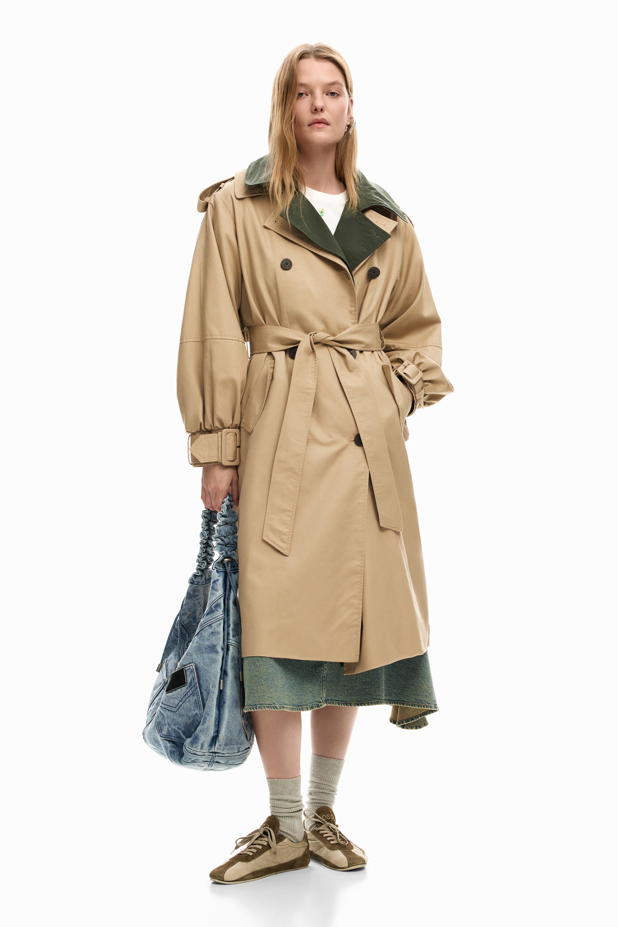 Detachable Two-Tone Trench Coat