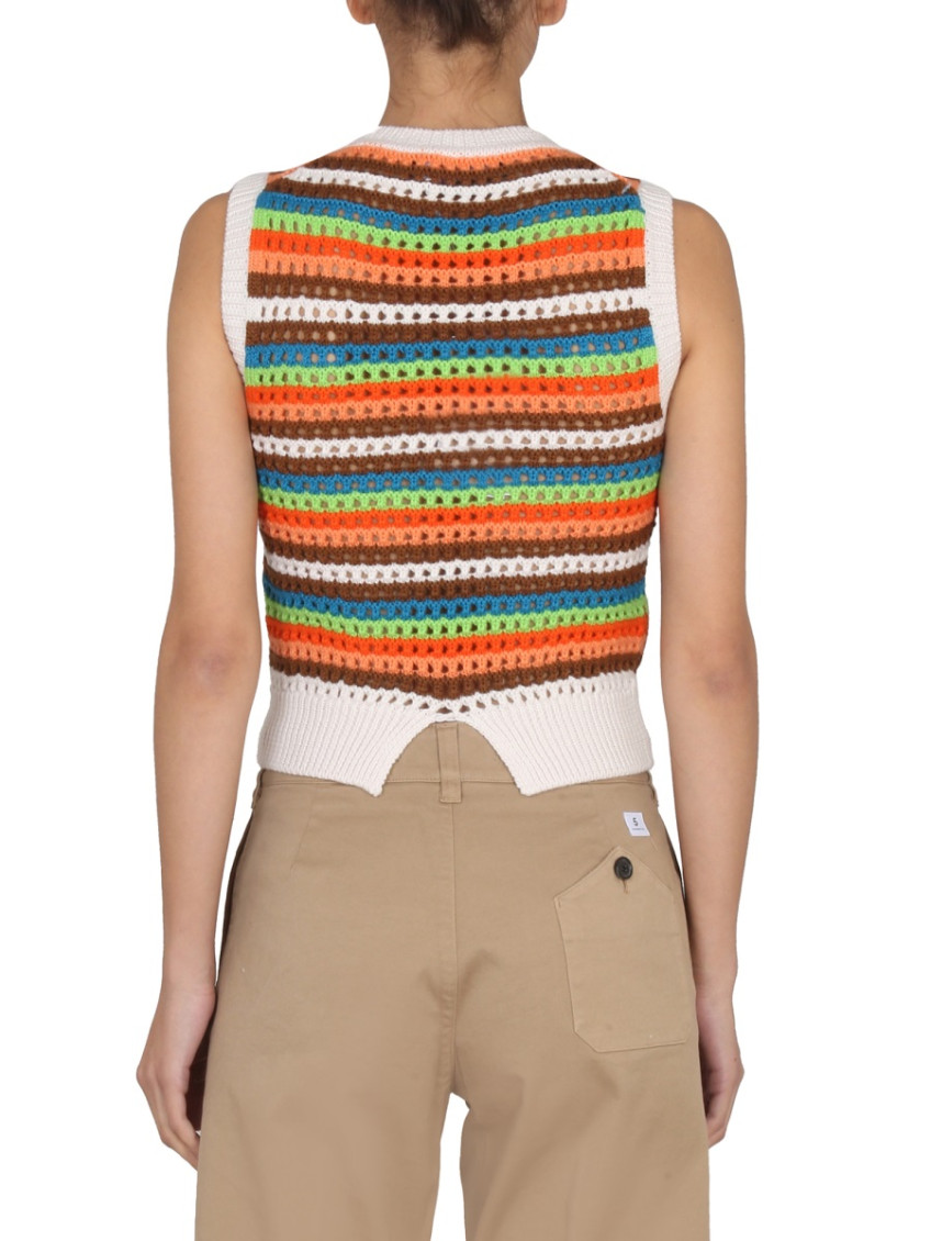 Multicolor Stripes Crew Neck Top