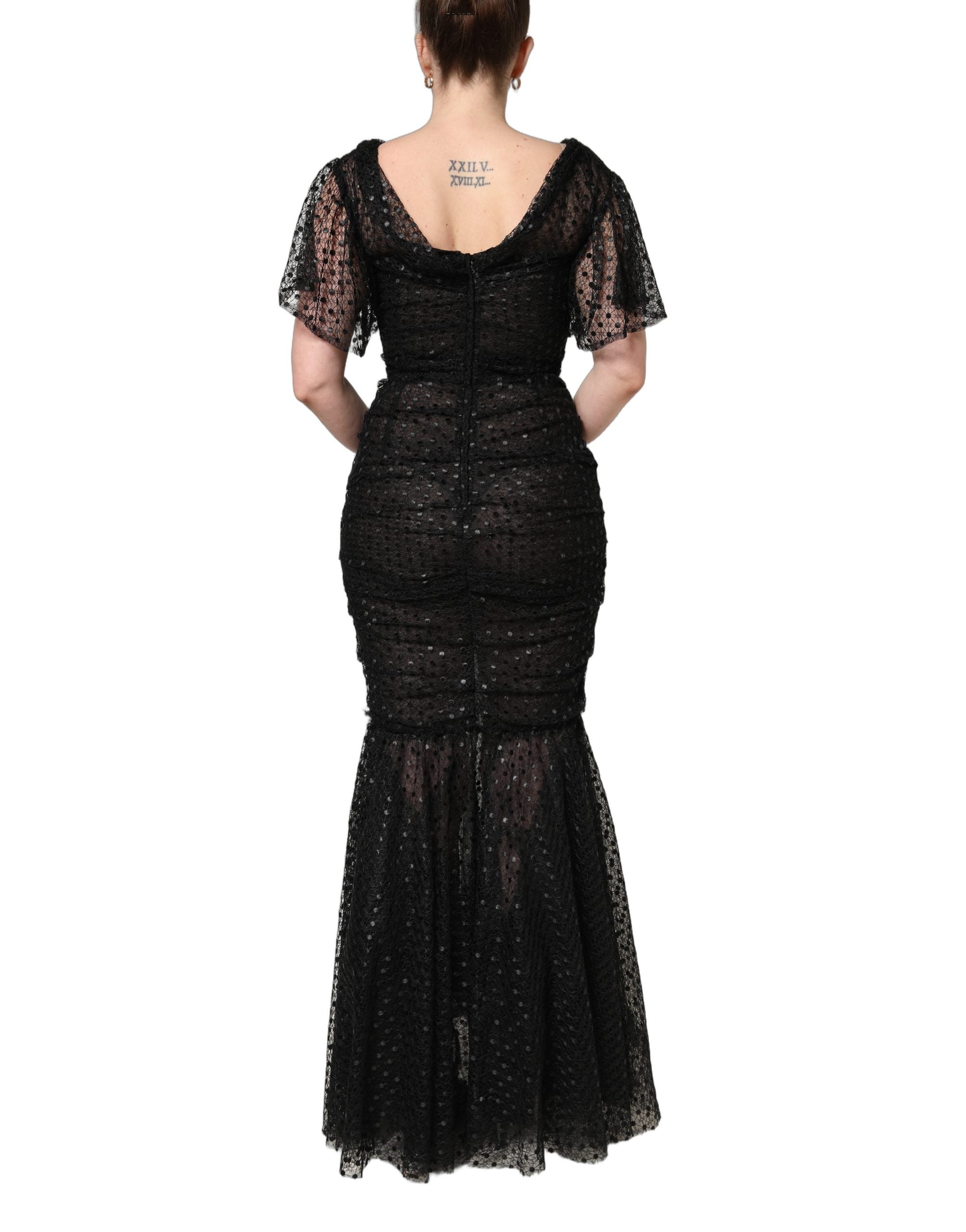 Sequinned Mermaid Evening Gown — Black