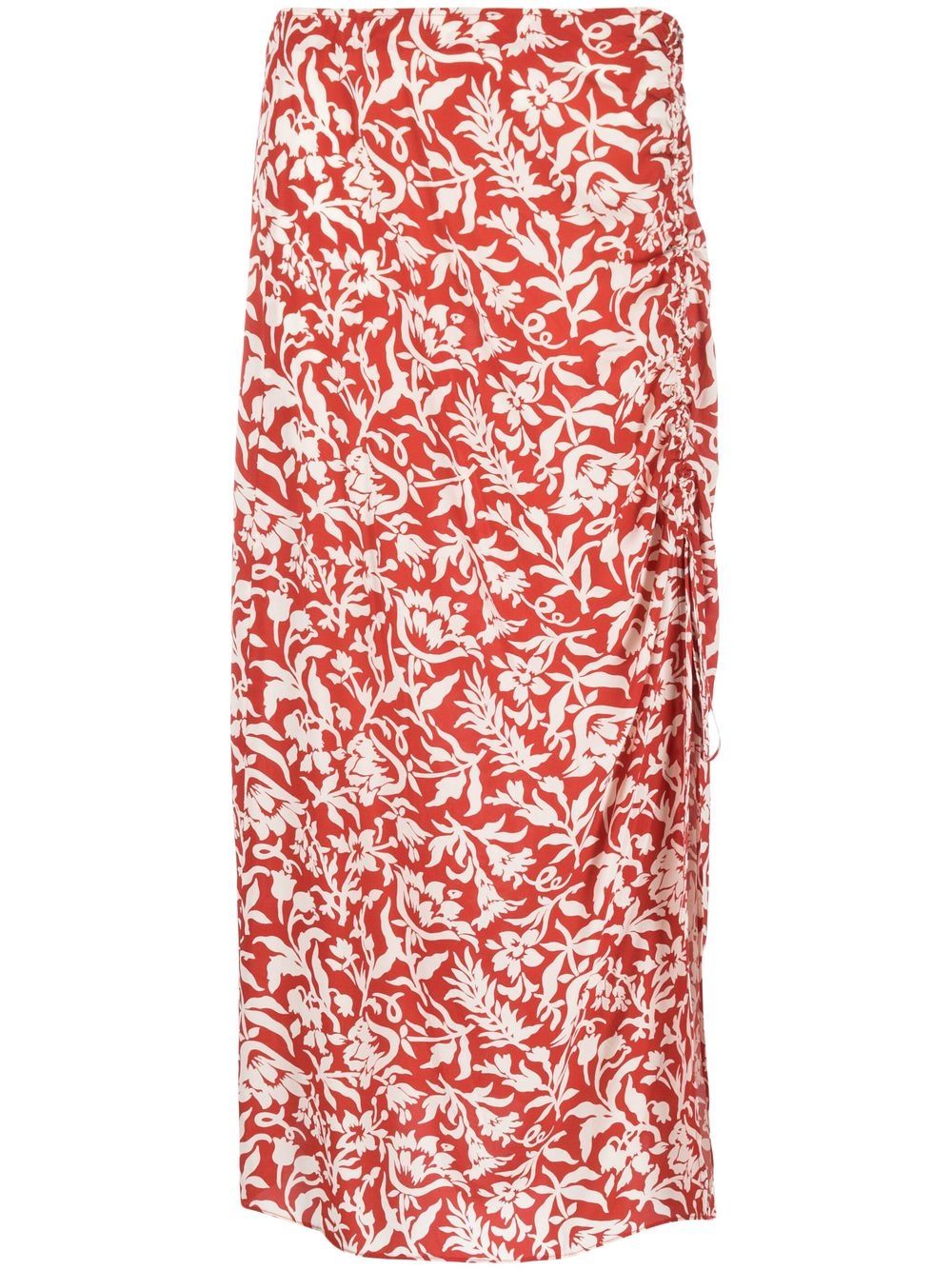 Floral print midi skirt - Red