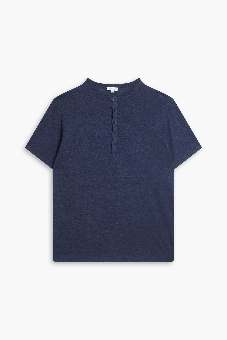 Linen-jersey Henley T-shirt - Blue - S