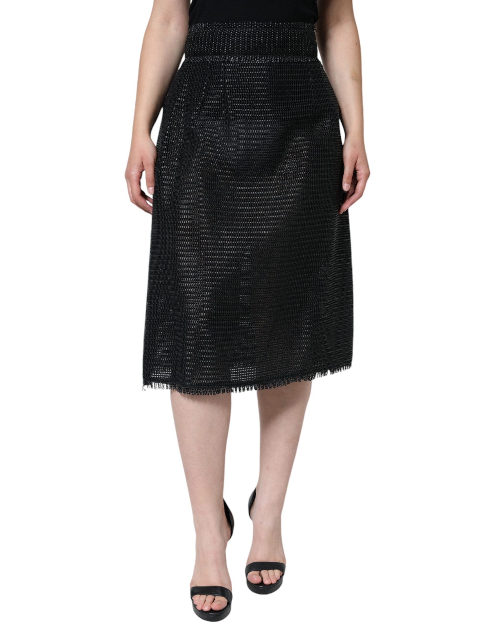 Viscose Pencil Midi Skirt — Black