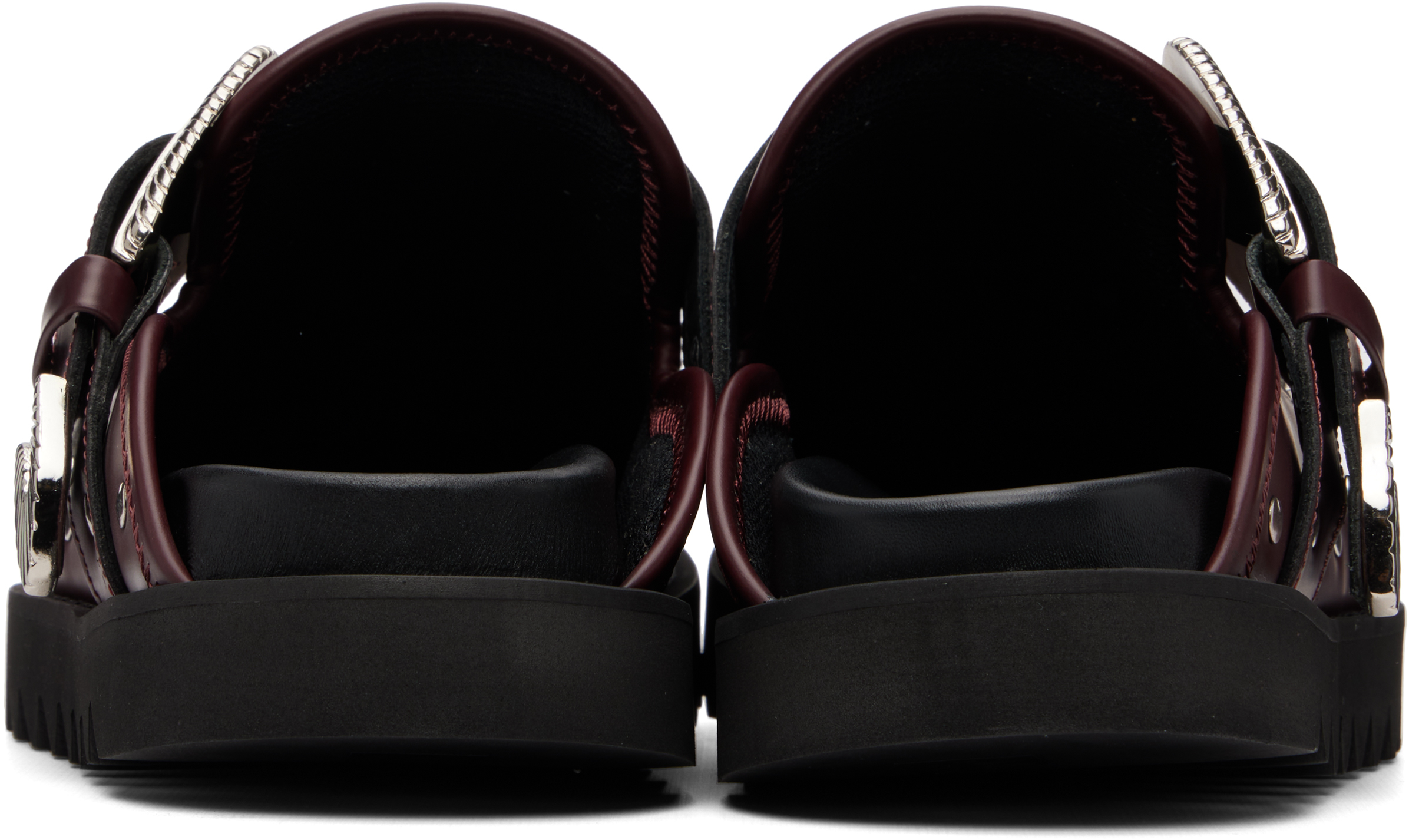 SSENSE Exclusive Burgundy Eyelet Metal Sabot Slip-on Loafers