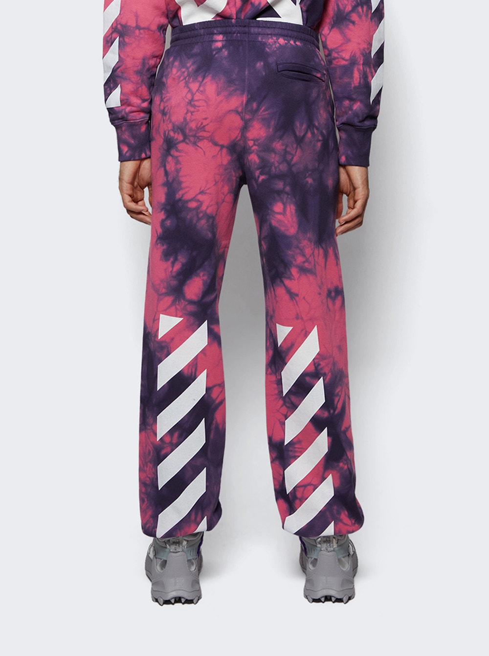 Diag-Stripe tie-dye track pants - Fucsia white