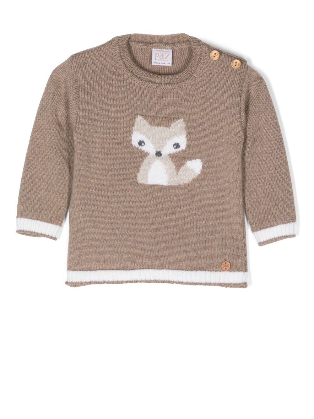 Fox-knit wool jumper - Brown
