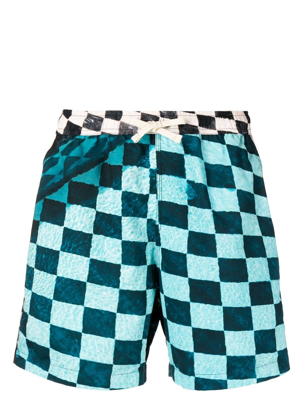 Check print deck shorts