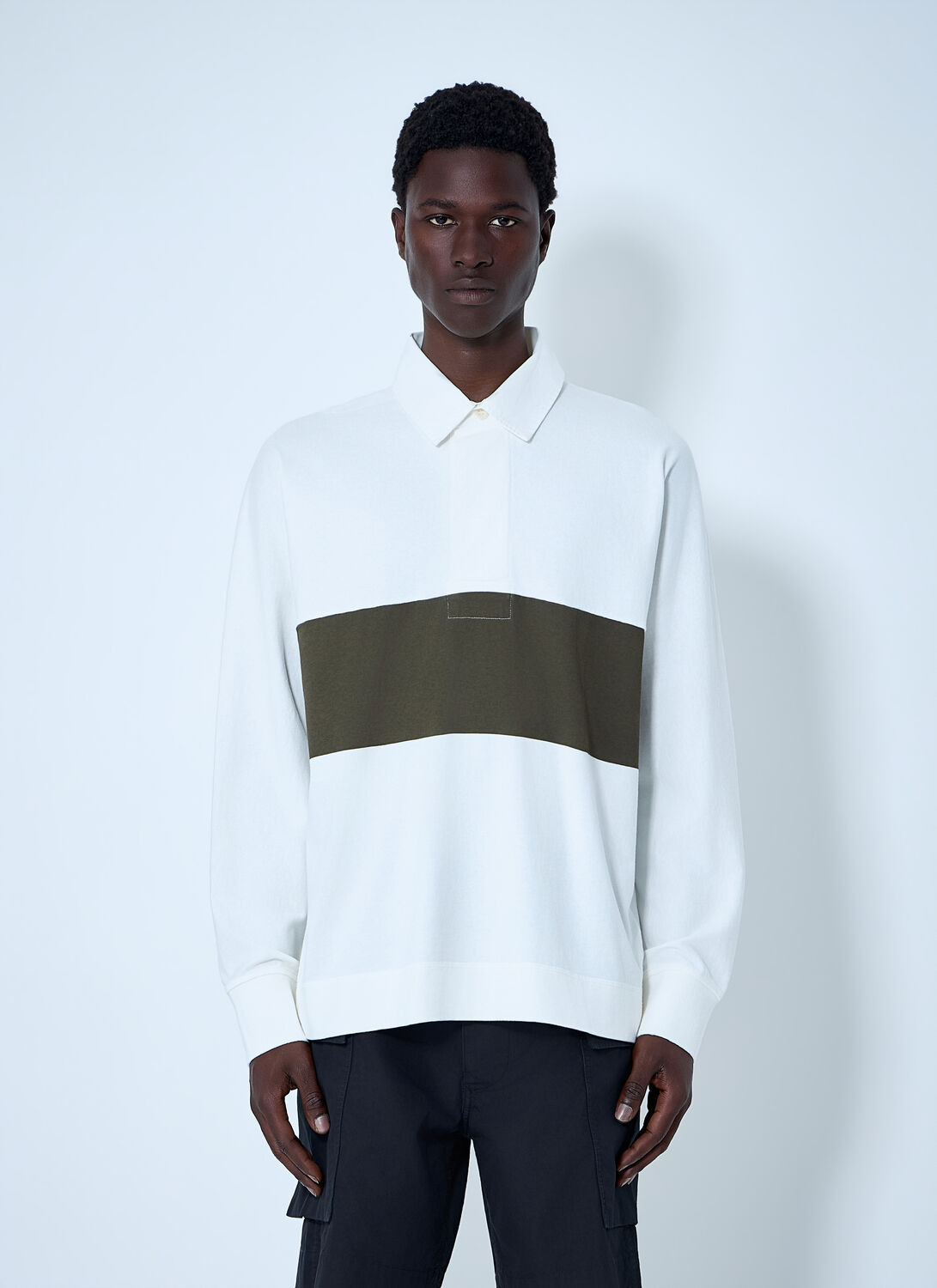 Panelled Long Sleeve Polo Shirt