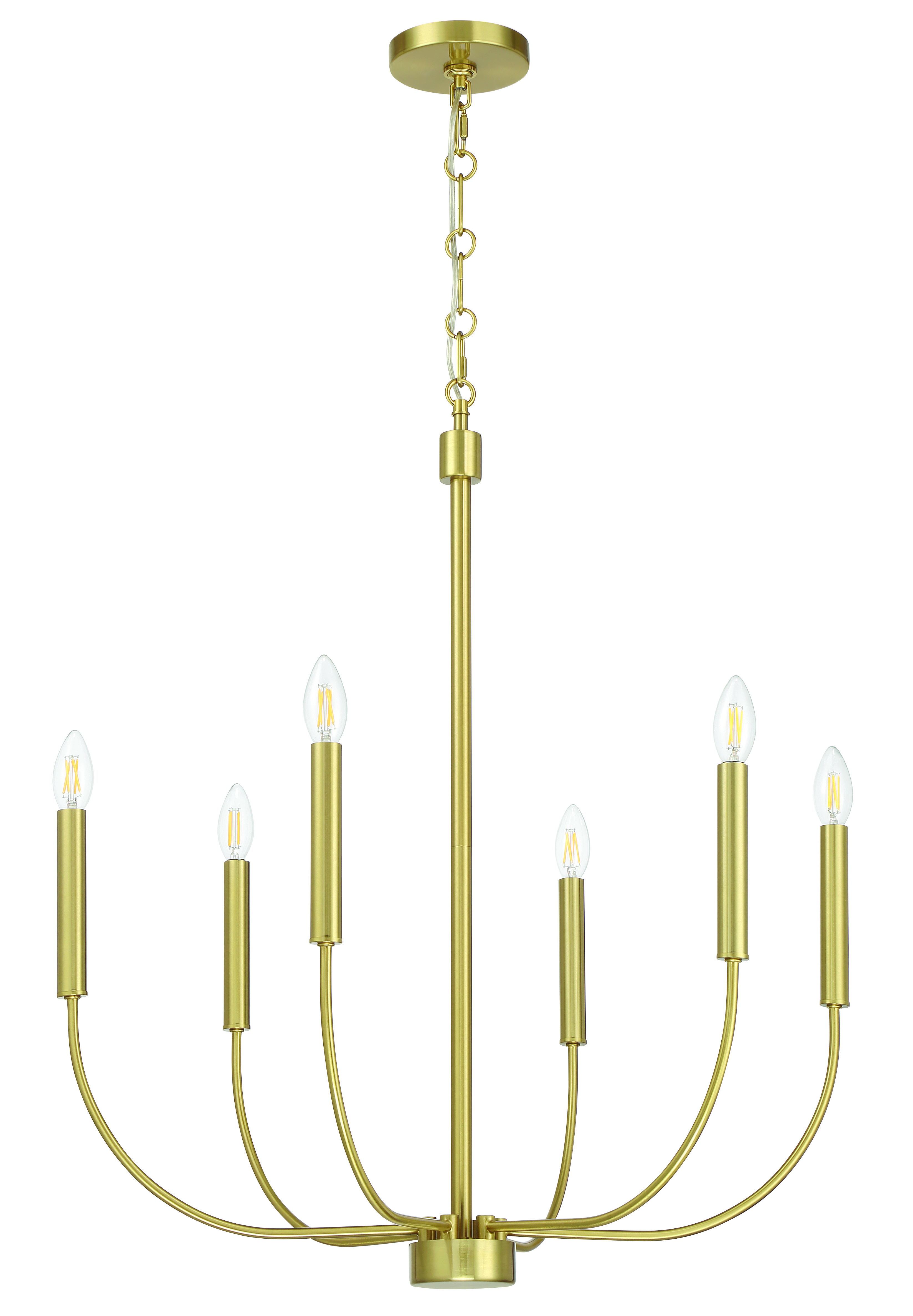 Satin Brass Chandelier from the Traci Collection