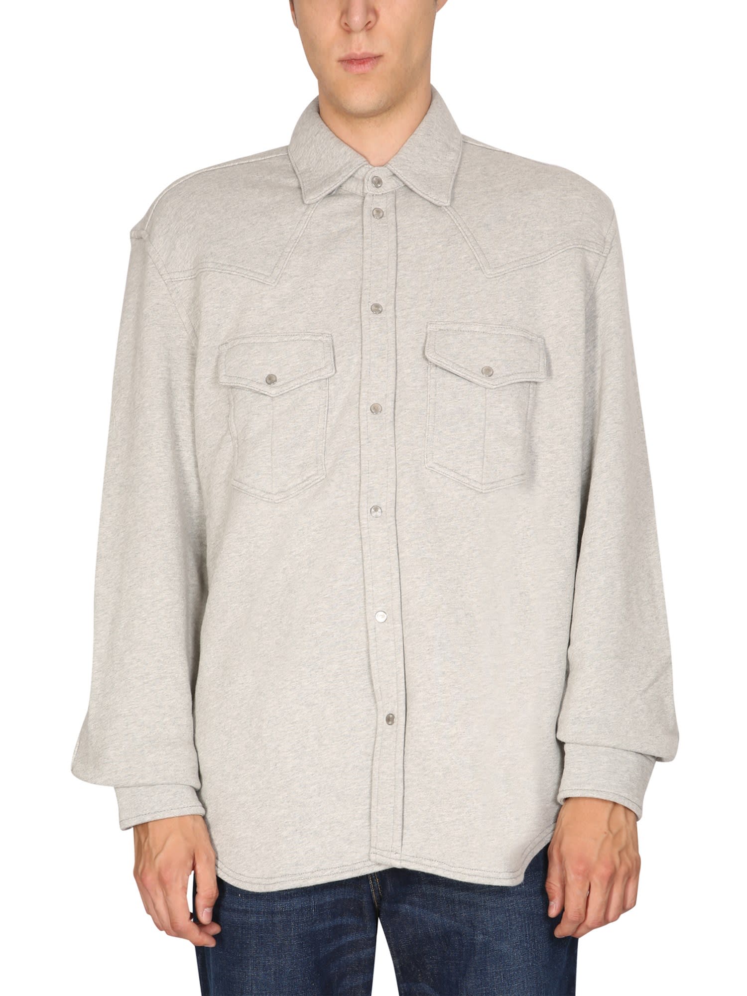 Front press-stud fastening shirt