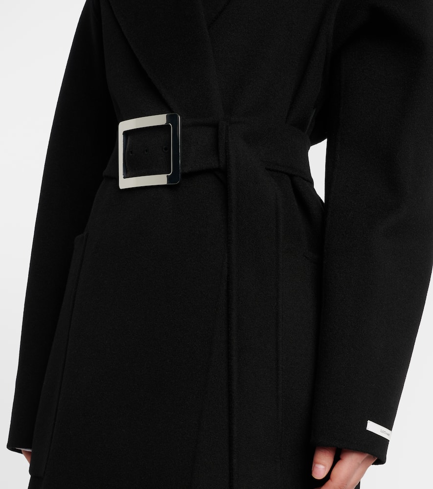 Belted virgin wool wrap coat