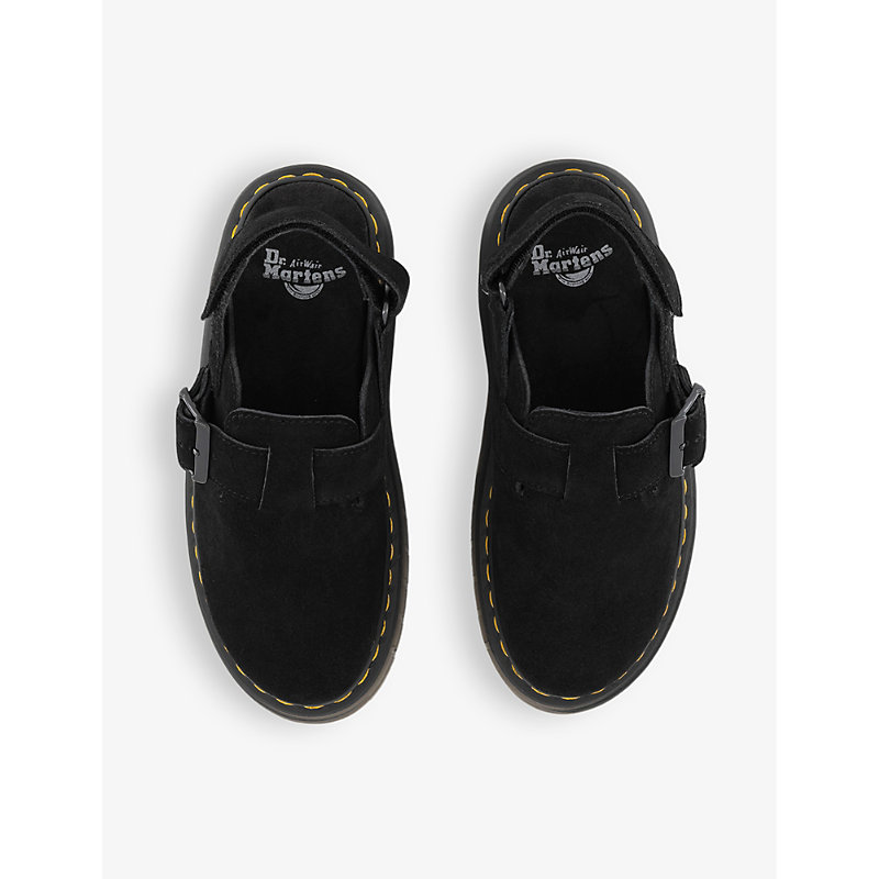 Womens Black Jorge II Suede Flat Leather Mules