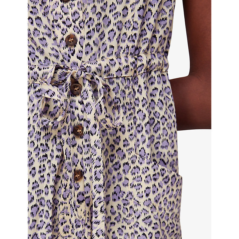 Womens Cream/Black Dashed Jess Leopard-print Woven Jumpsuit