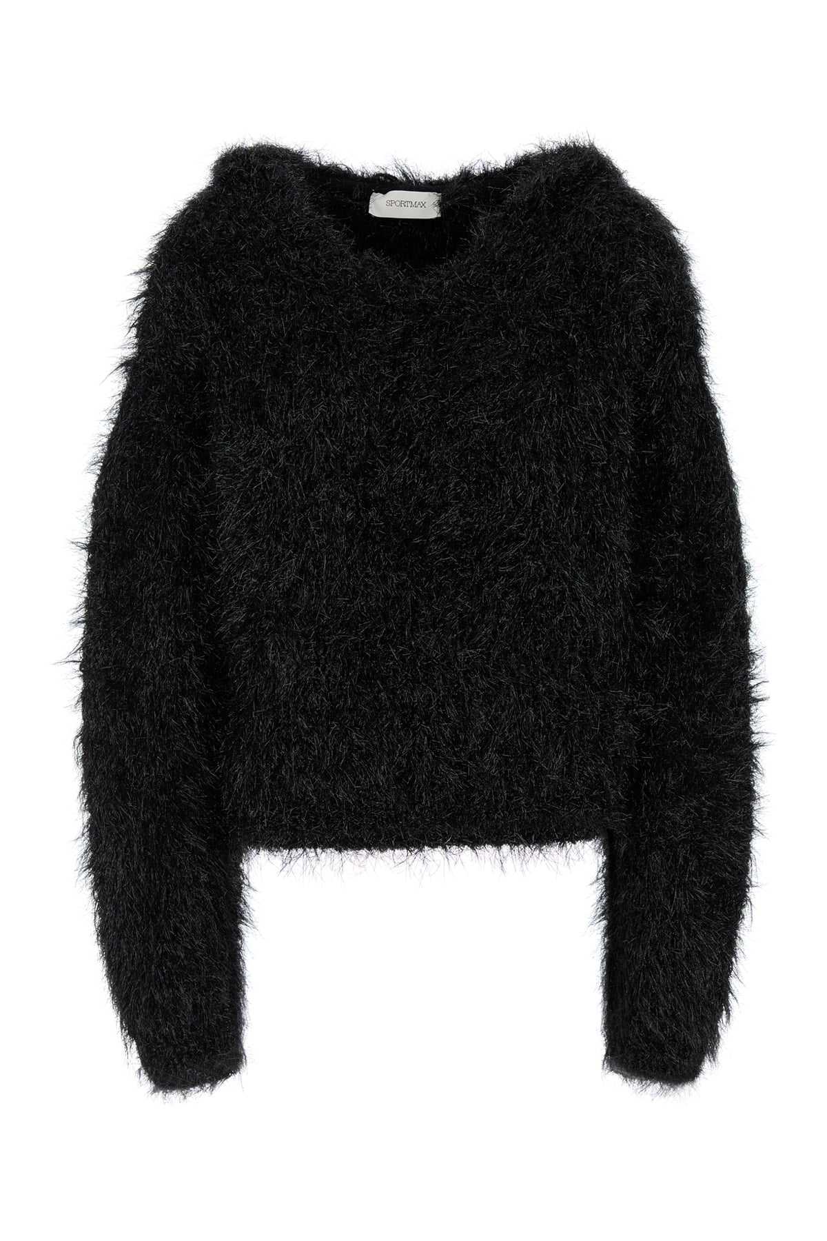 Fuzzy Nylon Blend Sweater — Black