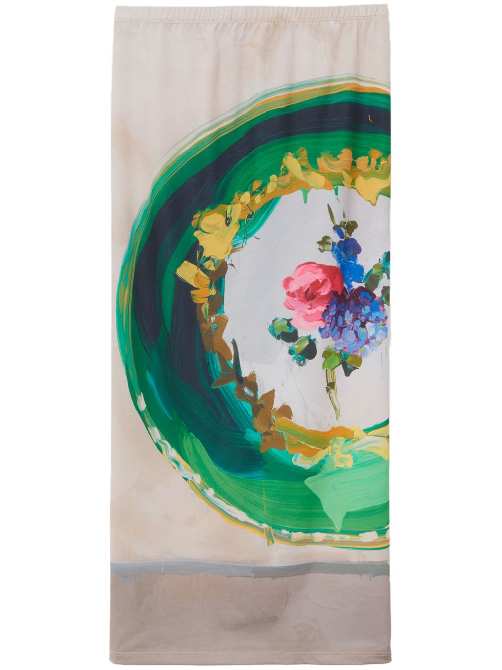 Flower-print pencil skirt - Green