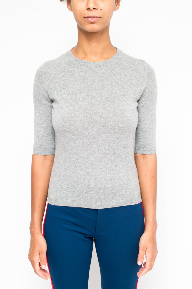 Grey Rownd Neck Sweater Top