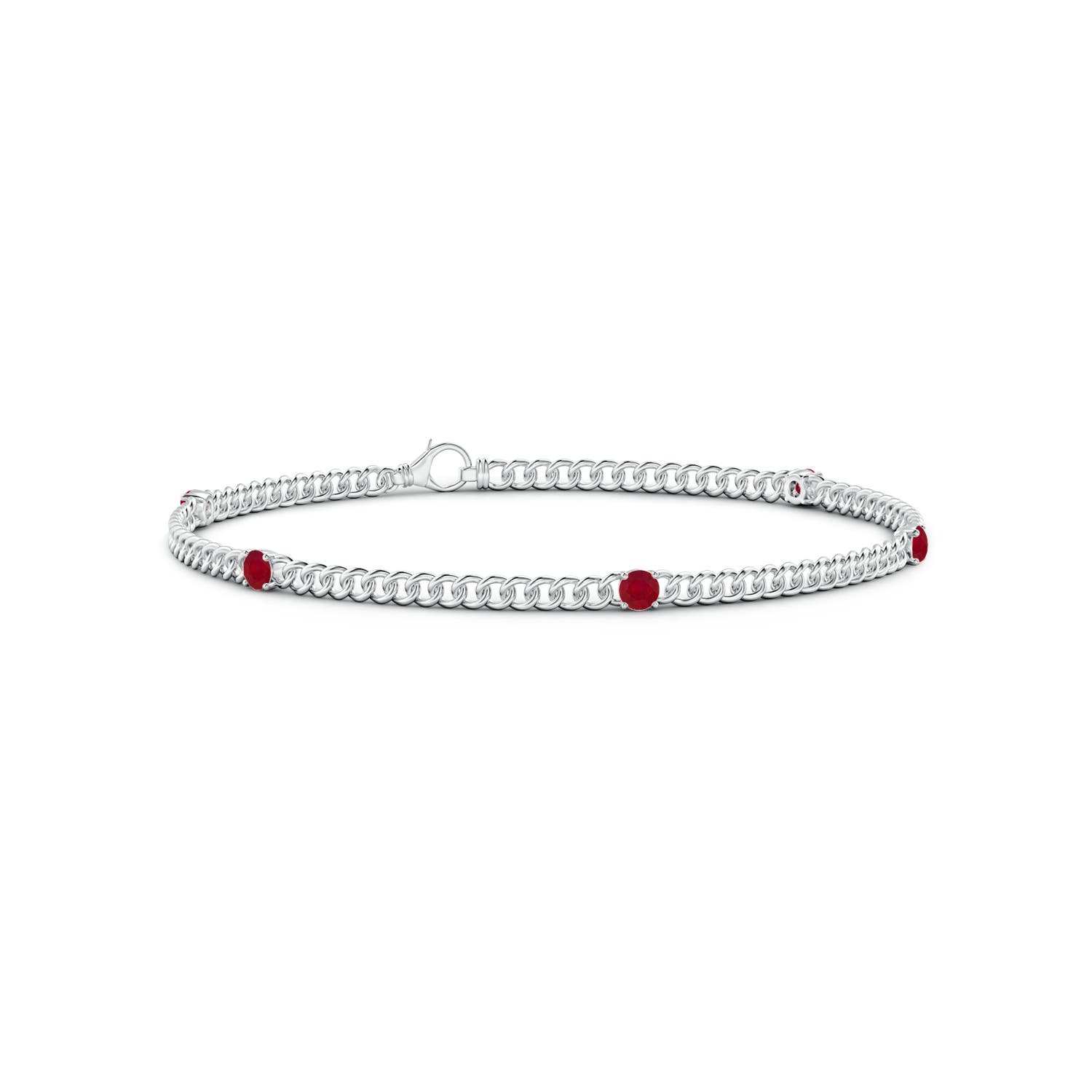 Angara 0.7 Carat Five Stone Ruby Station Bracelet in 14K White Gold