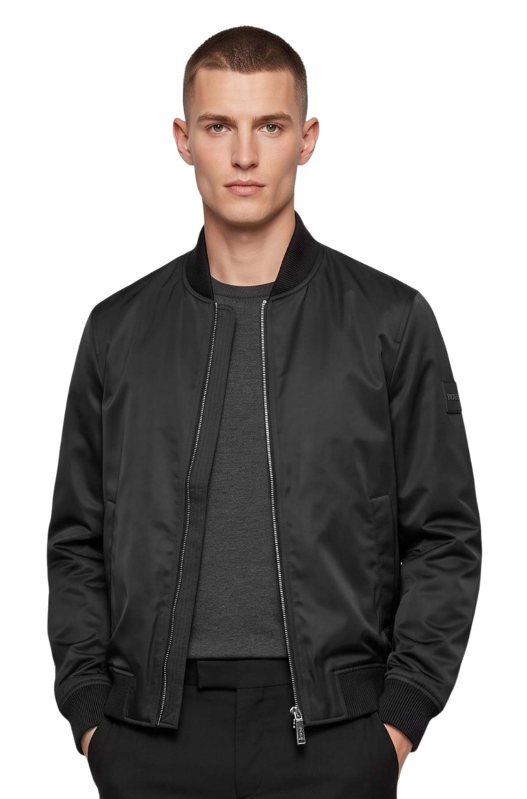 Black Zip Up Bomber Jacket
