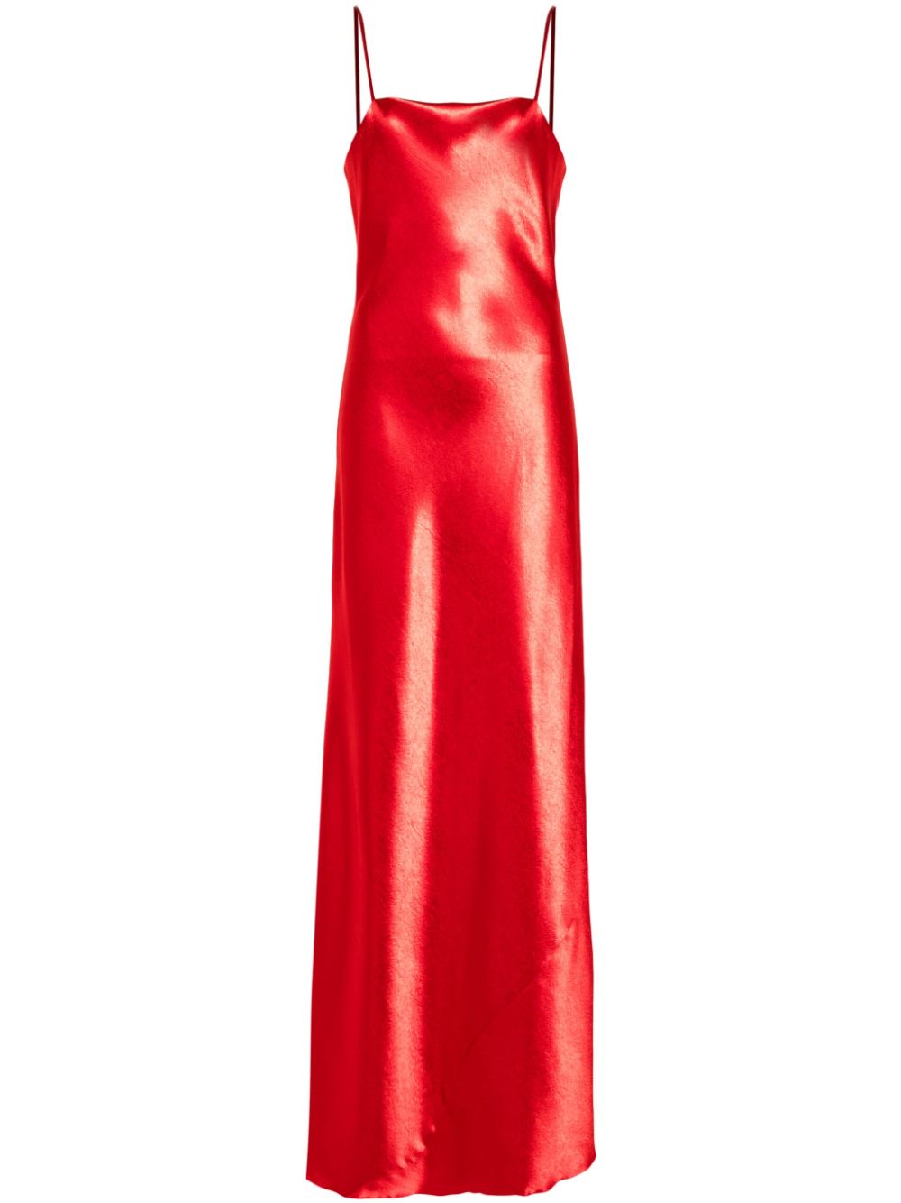 Square-neck satin maxi dress - Red