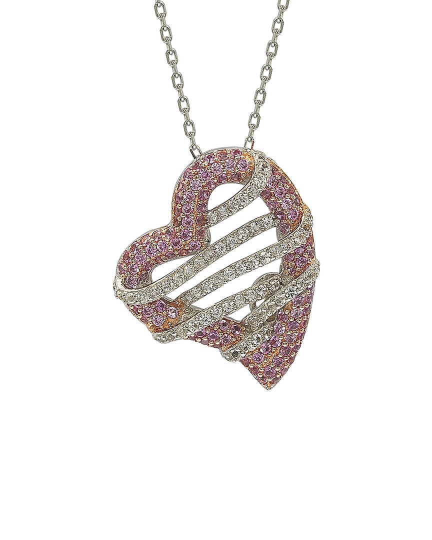 Silver 0.02 Ct. Tw. Diamond & Sapphire Pendant Necklace
