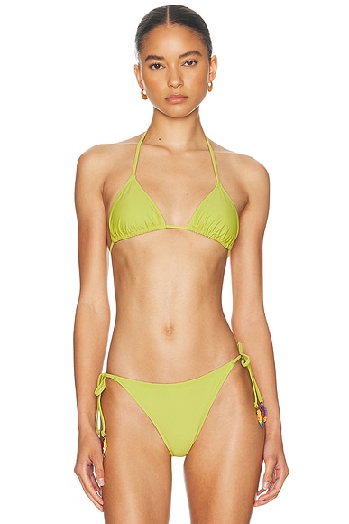 Solid & Striped The Iris Bikini Top in Guava - Green. XS also in S